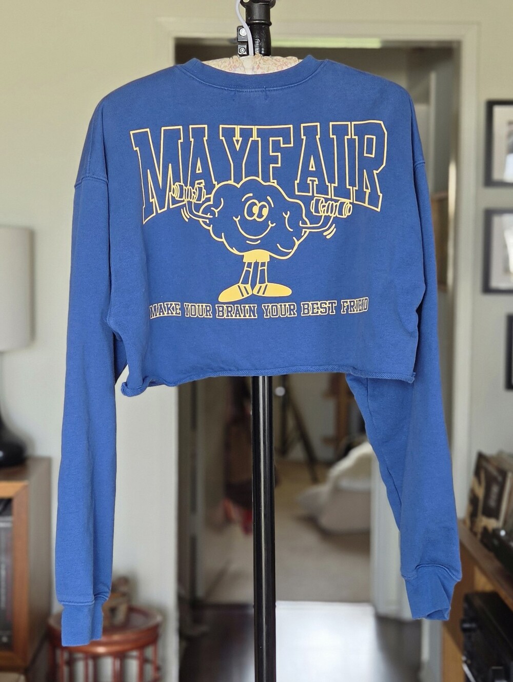 The Mayfair Group P.E. Cropped Sweatshirt in Blue